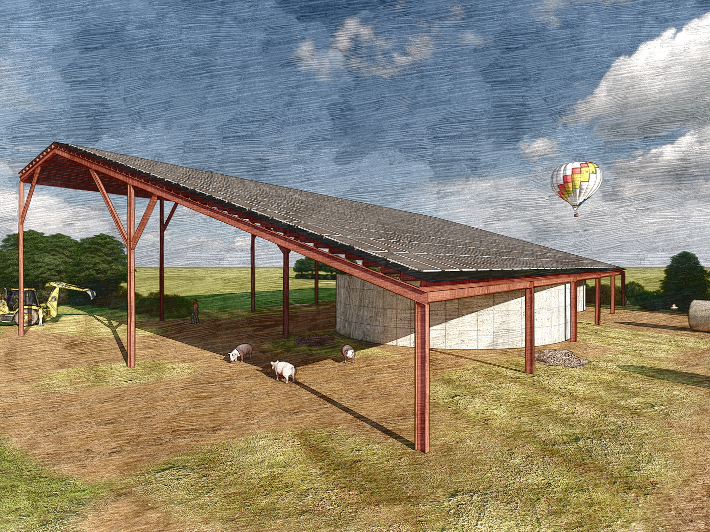 Contruction d'hangar agricole avec des centrale photovoltaïque en toiture